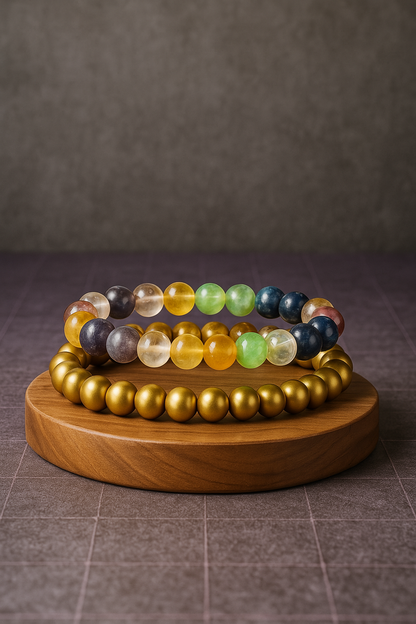 Shakti Yog Combo | Raw Pyrite, 7 Chakra Bracelet