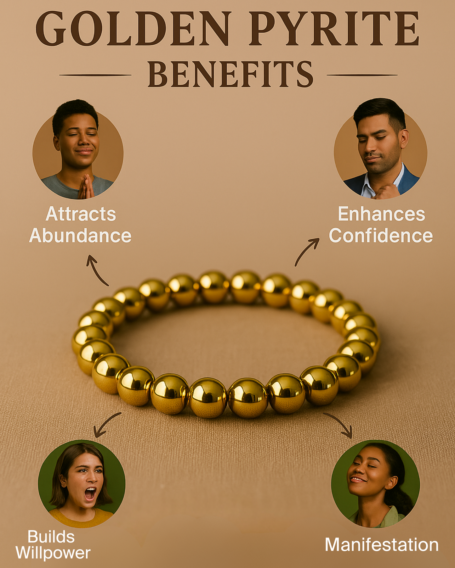 Golden Pyrite Bracelet | Abundance,Protection,Drive.
